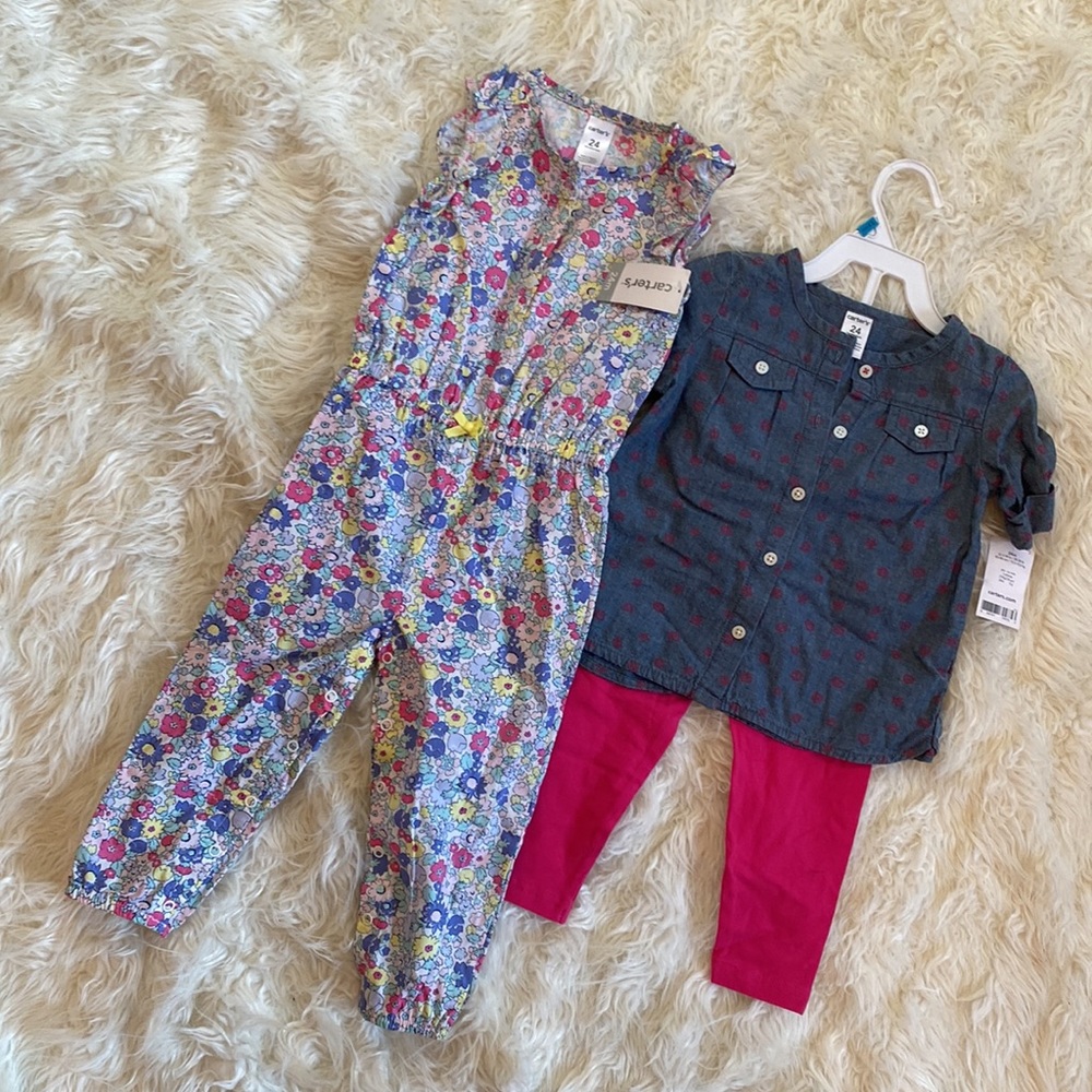 💚💙💜💕💛🧡NWT Carters Girl 3 piece Set Size 24M💕🤍💛💚💜